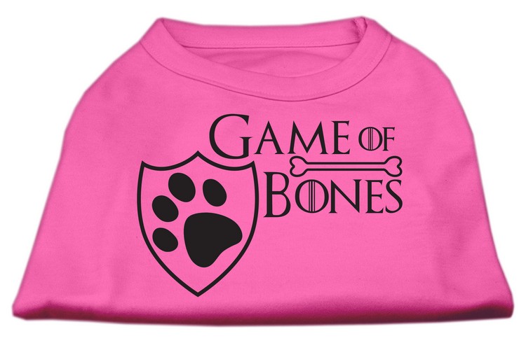 Game of Bones Screen Print Dog Shirt Bright Pink Med